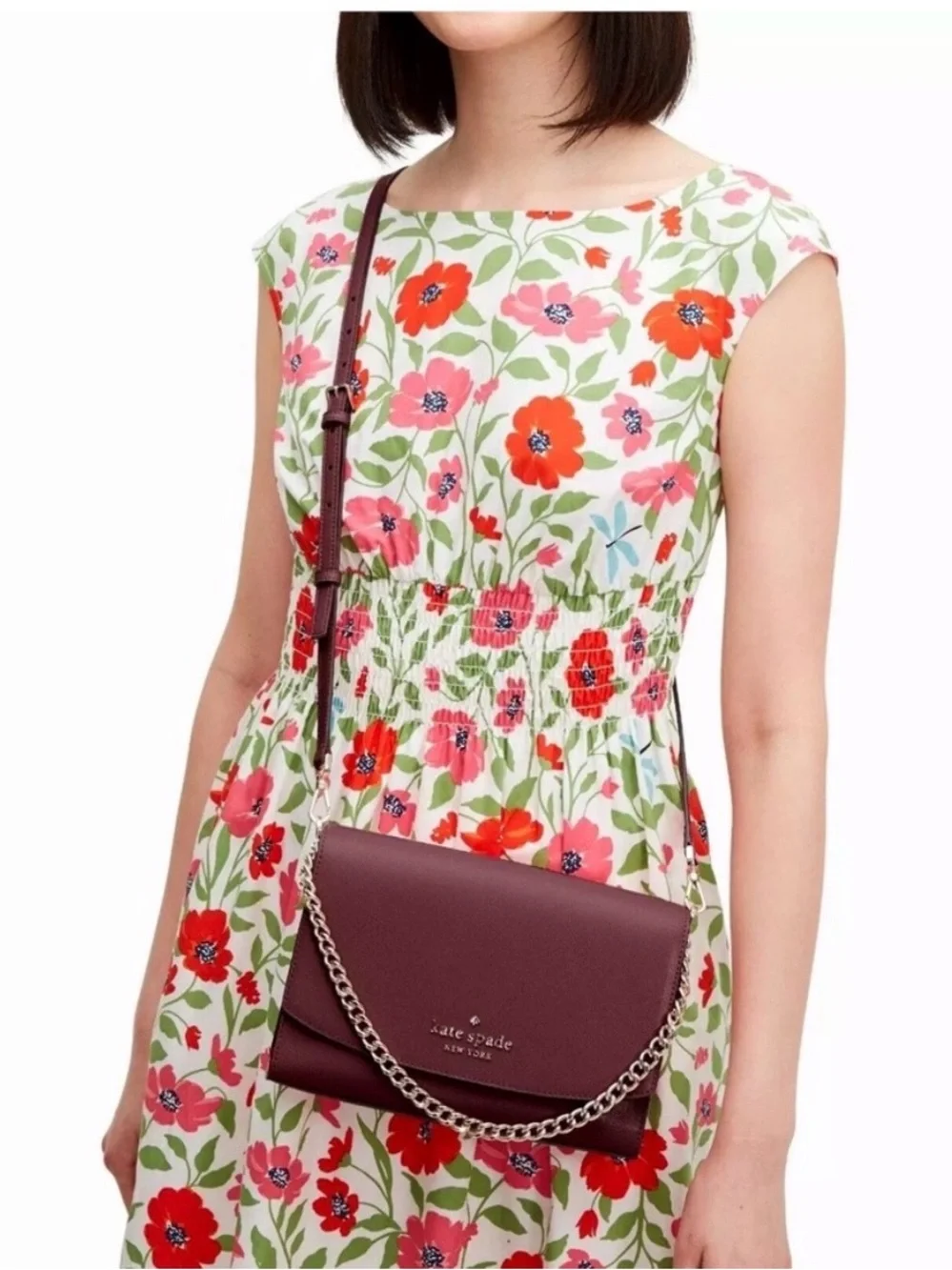 Kate Spade Carson Saffiano Leather Convertible Crossbody Deep Berry Bag